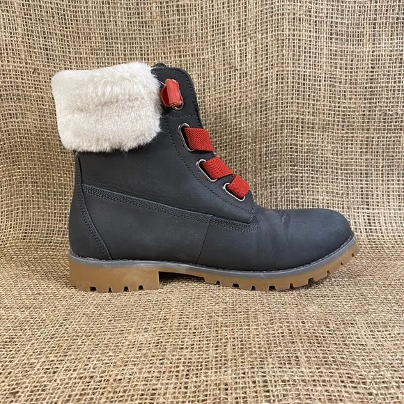 Skechers Boots Hiking Charcoal Gray Faux Fur Winter Booties Women’s Size 8