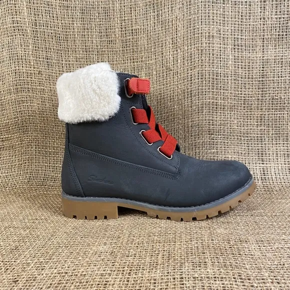 Skechers Boots Hiking Charcoal Gray Faux Fur Winter Booties Women’s Size 8