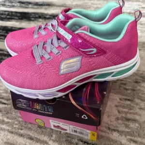 Skechers Girls Snap Sprints Athletic Shoes Litebeams-Shimmer Fashion-size 5