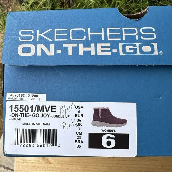 Skechers On the GO City 2 Cuddle Up Suede Faux Fur Ankle Boots Size 6 Blush Pink