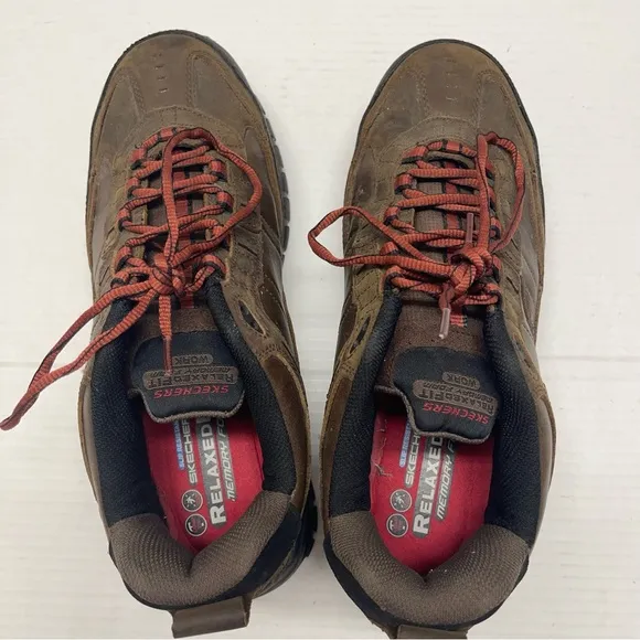 Skechers Relaxed Fit Comp Toe Work Shoes Slip Resistant Brown Sz 12