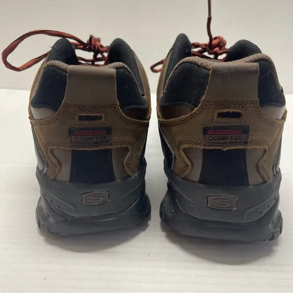 Skechers Relaxed Fit Comp Toe Work Shoes Slip Resistant Brown Sz 12
