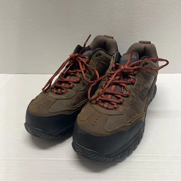 Skechers Relaxed Fit Comp Toe Work Shoes Slip Resistant Brown Sz 12