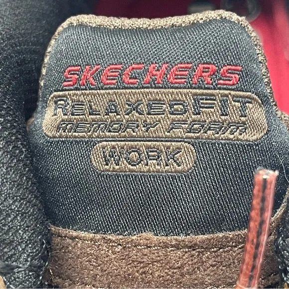 Skechers Relaxed Fit Comp Toe Work Shoes Slip Resistant Brown Sz 12