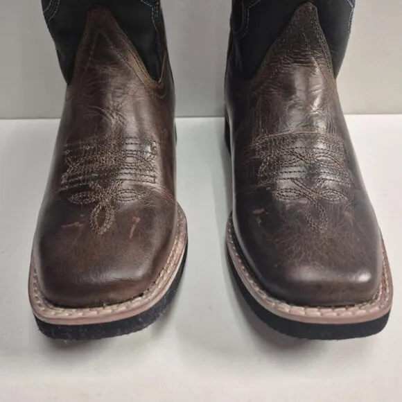Smoky Mountain Boots Kids Sz 1 Monterey Western Boot Black, Brown Blue Stitching