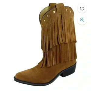 Smoky Mountain Western Boots Girls Wisteria Leather Fringe Brown 3514C size 3.5