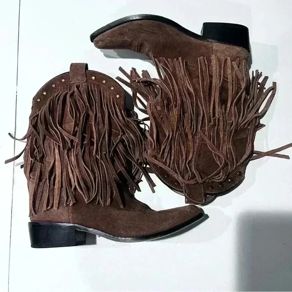 Smoky Mountain Western Boots Girls Wisteria Leather Fringe Brown 3514C size 3.5