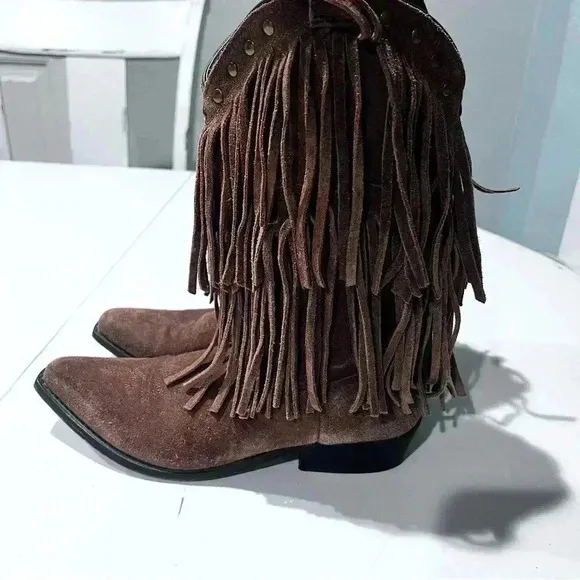 Smoky Mountain Western Boots Girls Wisteria Leather Fringe Brown 3514C size 3.5