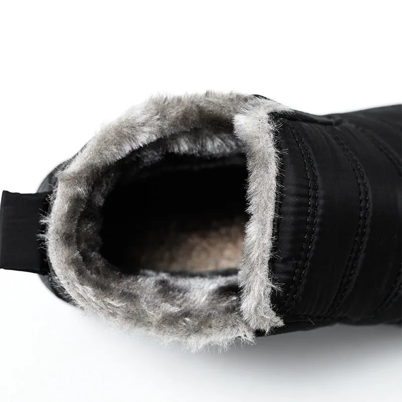 Snow Boots Women Warm Plush Fur Ankle Boots Winter Female Slip On Flat
