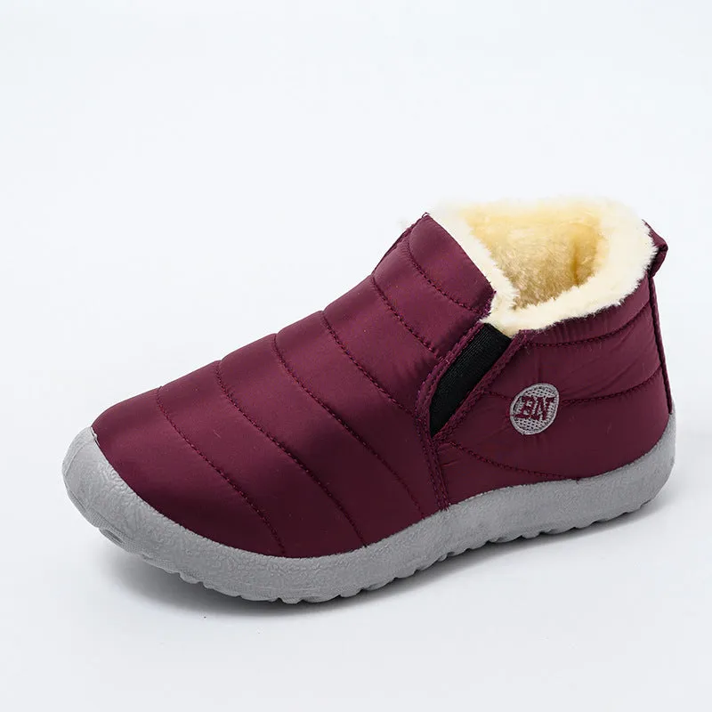 Snow Boots Women Warm Plush Fur Ankle Boots Winter Female Slip On Flat