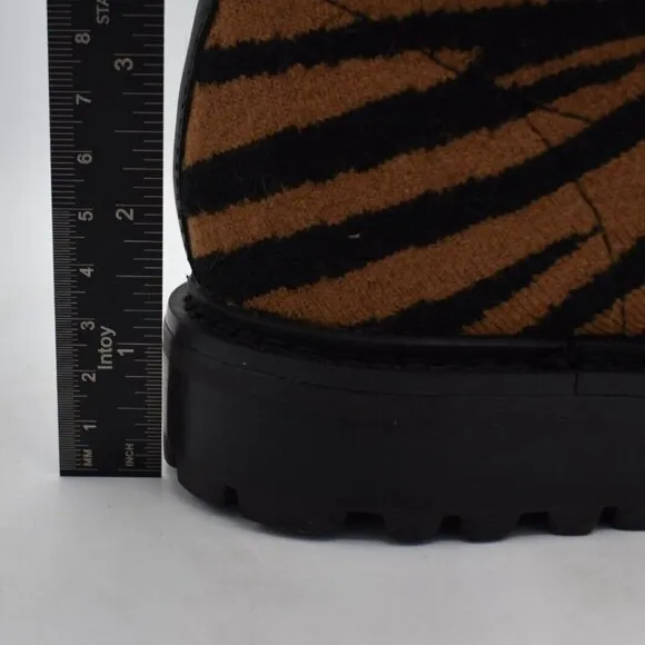 Sofft Womens Size 7.5 Landee Black Tan Tiger Lace Up Knit Combat Boots