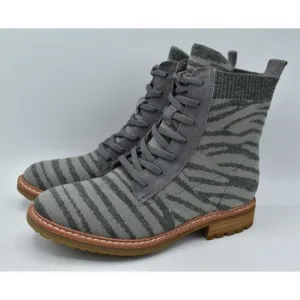 Sofft Womens Size 7.5 Landee Grey Tiger Lace Up Knit Combat Boots Shoes