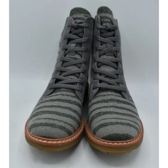 Sofft Womens Size 7.5 Landee Grey Tiger Lace Up Knit Combat Boots Shoes