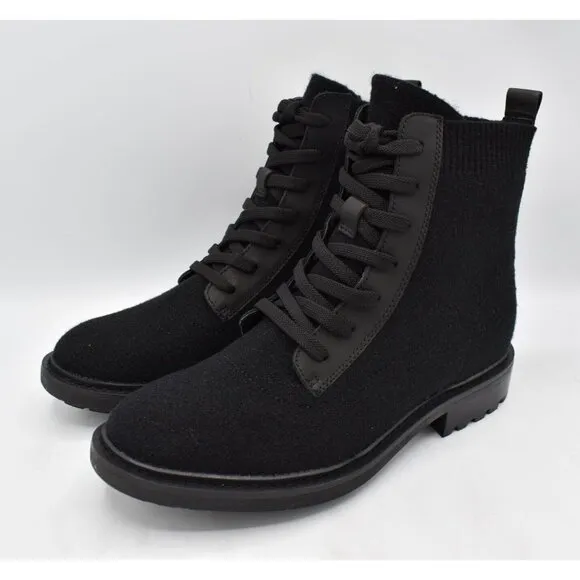 Sofft Womens Size 8.5 Landee Black Lace Up Knit Combat Boots