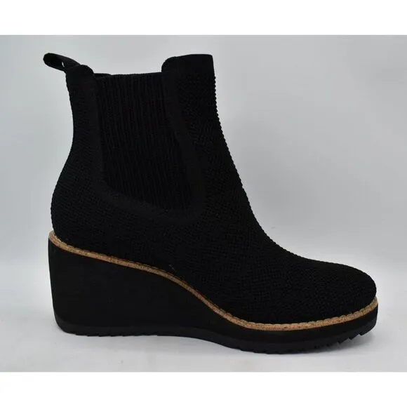 Sofft Women Size 9 Eiley Black Knit Water Resistant Wedge Chelsea Boots