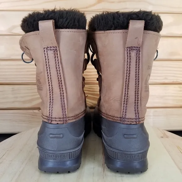 Sorel Badger Womens 7 US WP Winter Snow Duck Boot Made In Canada Leather Lace-up