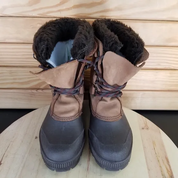 Sorel Badger Womens 7 US WP Winter Snow Duck Boot Made In Canada Leather Lace-up