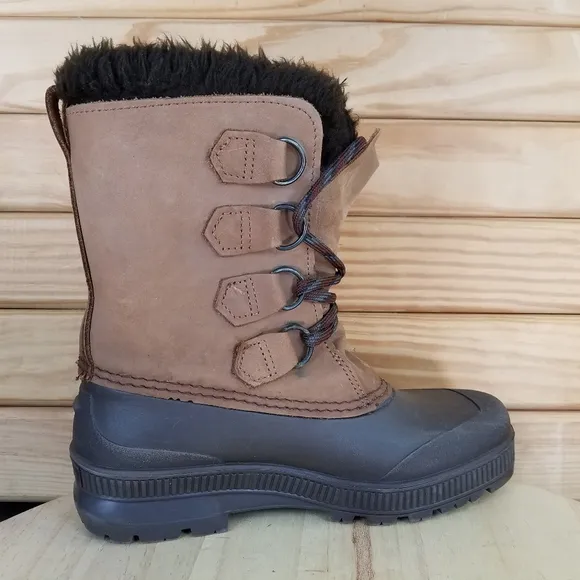 Sorel Badger Womens 7 US WP Winter Snow Duck Boot Made In Canada Leather Lace-up