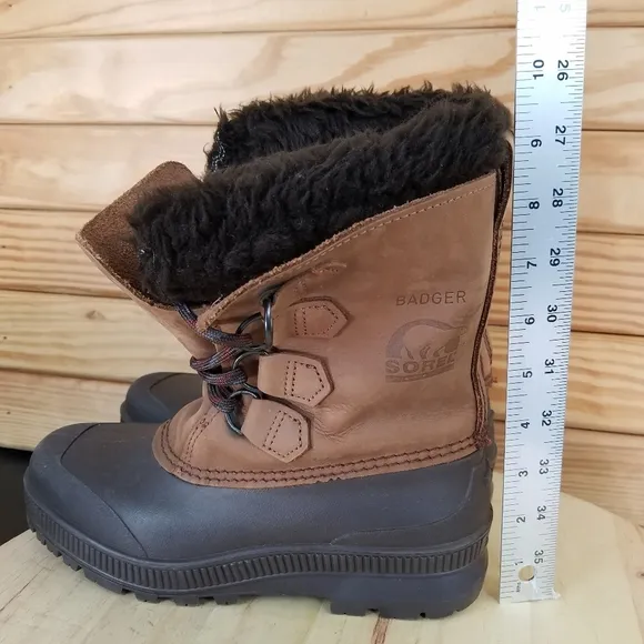 Sorel Badger Womens 7 US WP Winter Snow Duck Boot Made In Canada Leather Lace-up