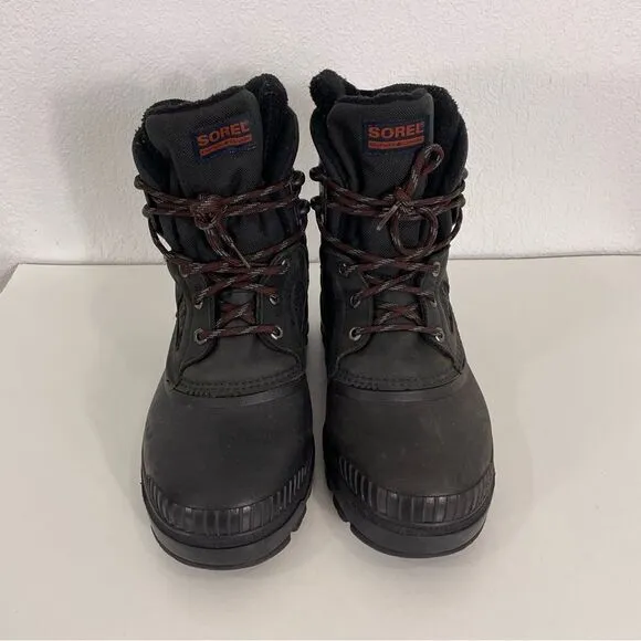 Sorel Black Hard Shell with Maroon Lace Up Winter Boots