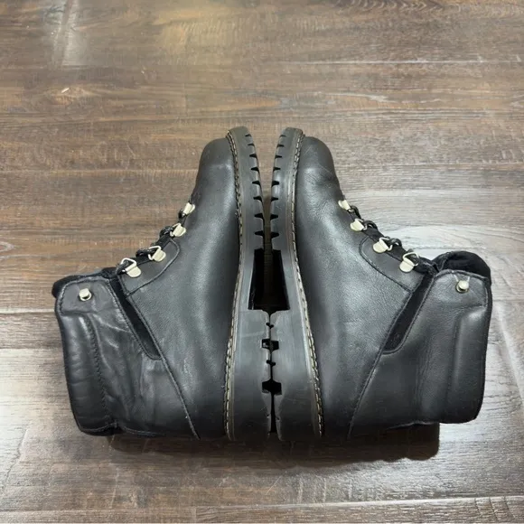 Sorel Black Leather Ankle Lace Front Boots Size 7 Women