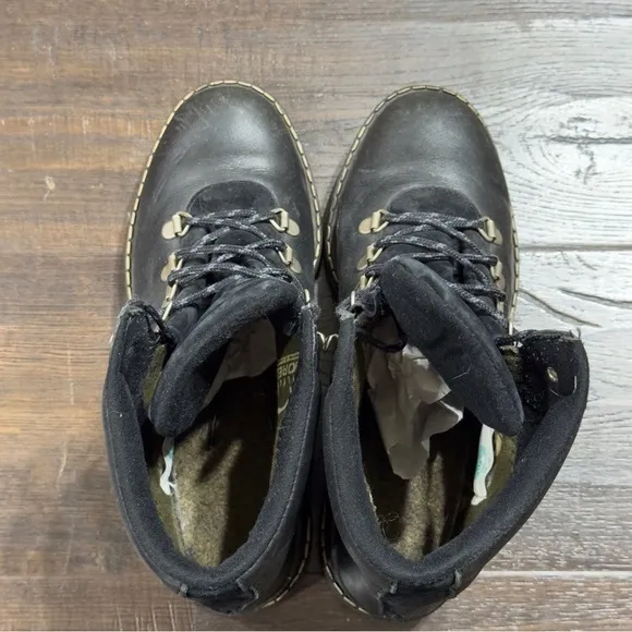 Sorel Black Leather Ankle Lace Front Boots Size 7 Women