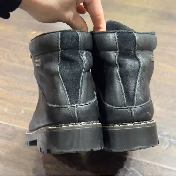 Sorel Black Leather Ankle Lace Front Boots Size 7 Women