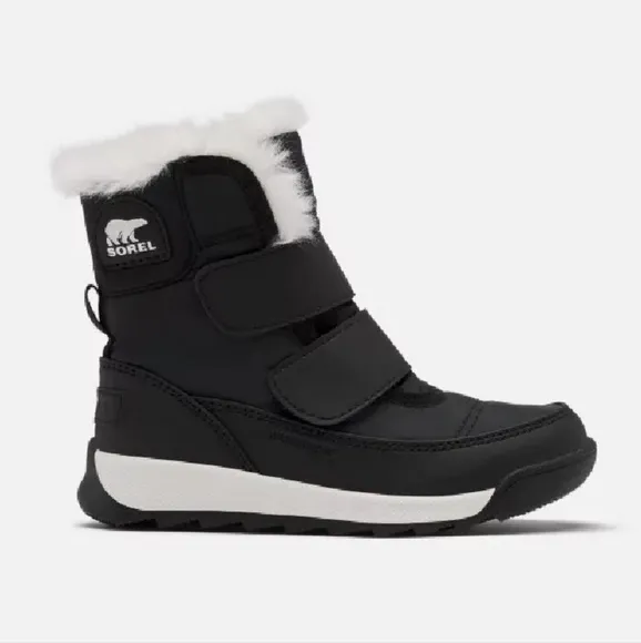 Sorel Black Toddler Winter Boots with White Fur Trim
