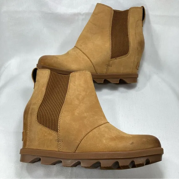 Sorel Boots Joan of Arctic Wedge ll Ankle Boots Tan Brown Women Sz 7 NL3022-224