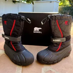 Sorel Boys Youth Size 6 Black Flurry Waterproof Insulated Snow Winter Boots