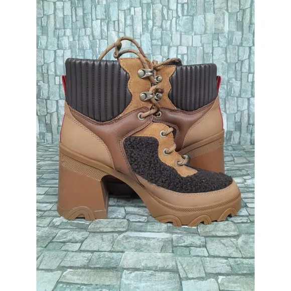 Sorel Brex Cozy Heeled Leather Boots Women Sz 8