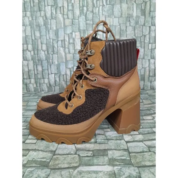 Sorel Brex Cozy Heeled Leather Boots Women Sz 8