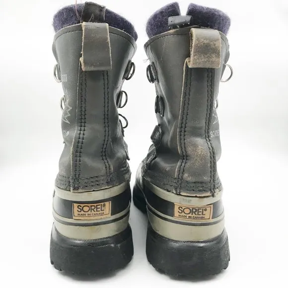 SOREL Caribou Gray Leather Outdoor Waterproof Snow Boots Womens 7