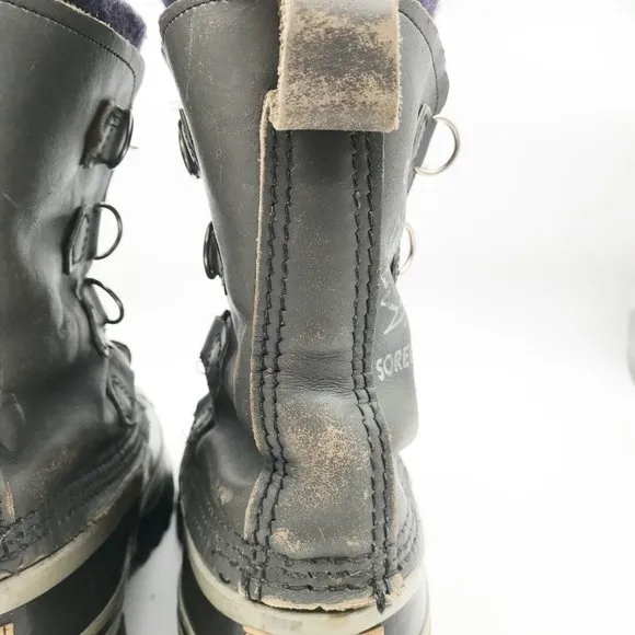 SOREL Caribou Gray Leather Outdoor Waterproof Snow Boots Womens 7