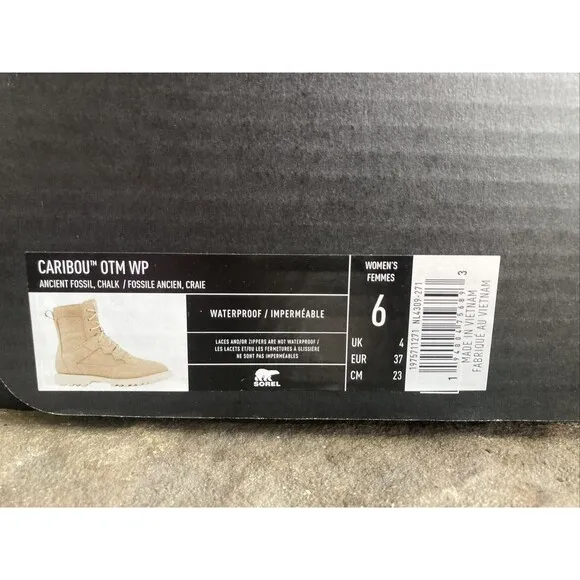 Sorel Caribou OTM WP Waterproof Suede Lace Up Boots Natural Tan Women Size 6