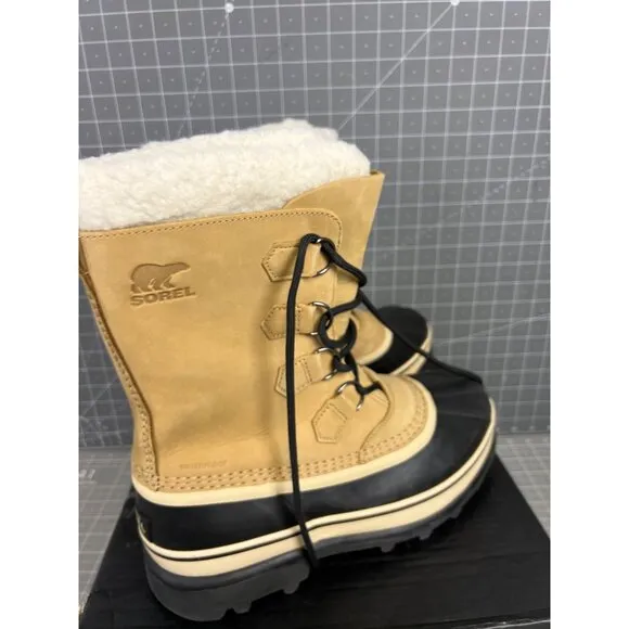 SOREL Caribou Women's Cold Weather Boots Buff Sz. 10  Leather NEW Waterproof