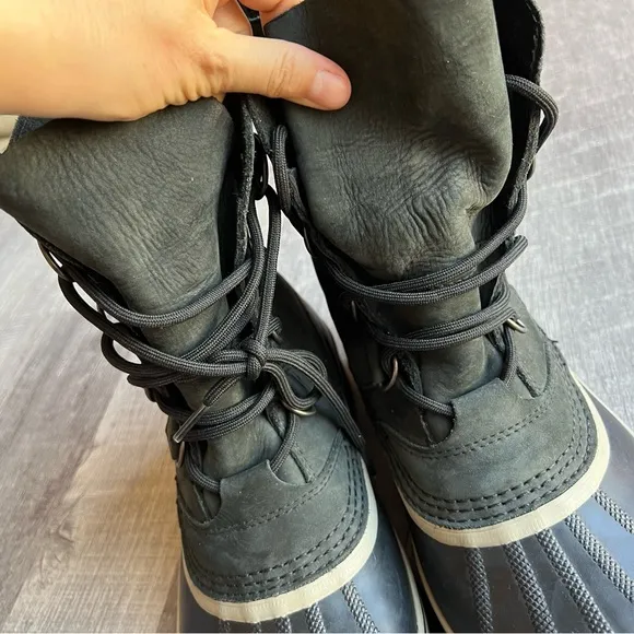 SOREL CARIBOU WP WINTER BOOTS BLACK MEN Size 8