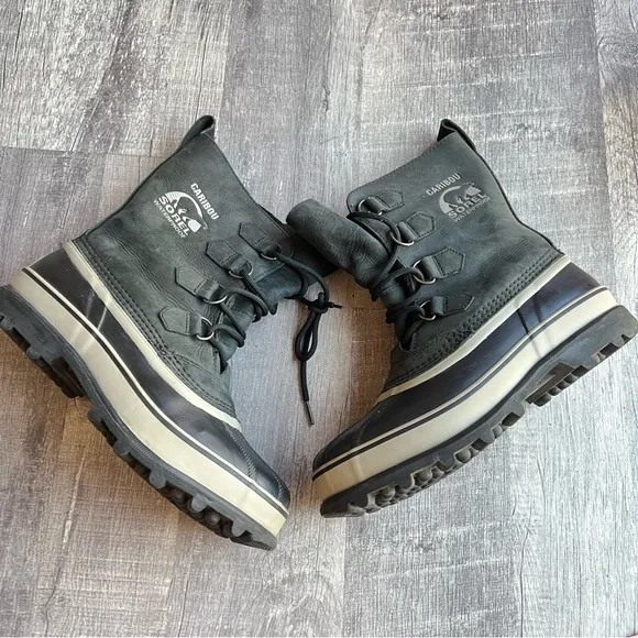 SOREL CARIBOU WP WINTER BOOTS BLACK MEN Size 8
