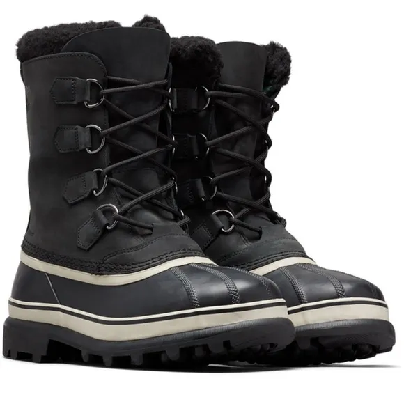 SOREL CARIBOU WP WINTER BOOTS BLACK MEN Size 8
