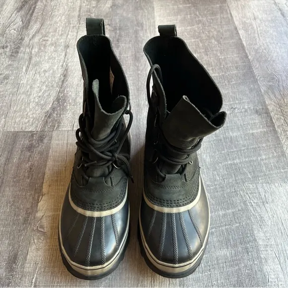 SOREL CARIBOU WP WINTER BOOTS BLACK MEN Size 8
