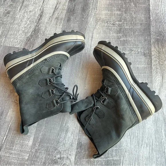 SOREL CARIBOU WP WINTER BOOTS BLACK MEN Size 8