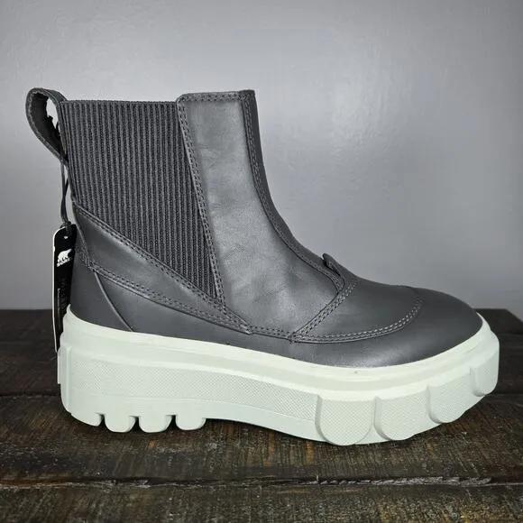 Sorel Caribou X Womens Size 7 Platform Waterproof Leather Ankle Boots Gray