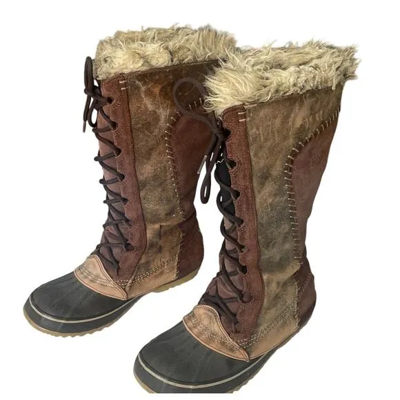 Sorel Cate the Great Winter Fur Trim Brown Knee High Boots