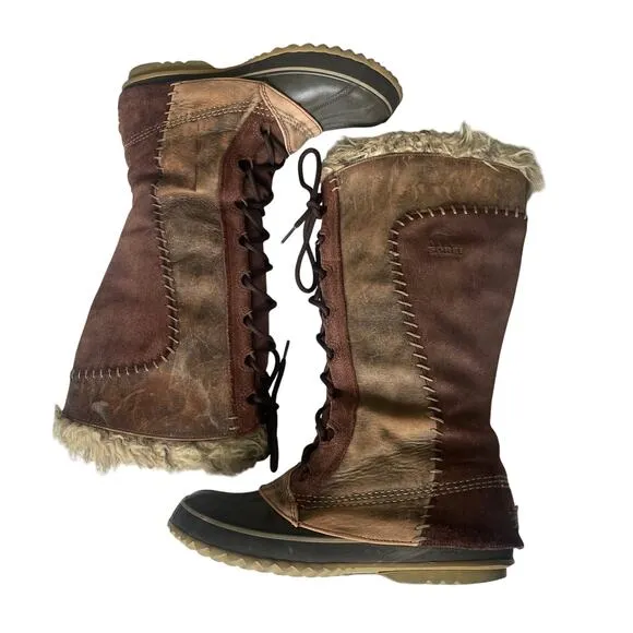 Sorel Cate the Great Winter Fur Trim Brown Knee High Boots