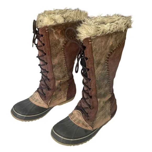 Sorel Cate the Great Winter Fur Trim Brown Knee High Boots