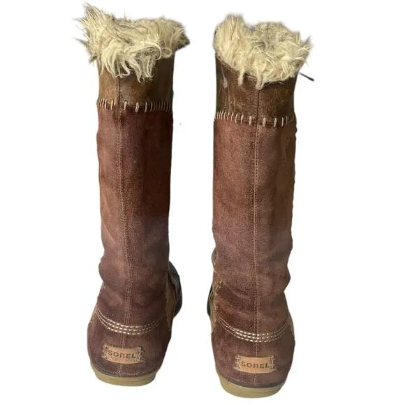 Sorel Cate the Great Winter Fur Trim Brown Knee High Boots
