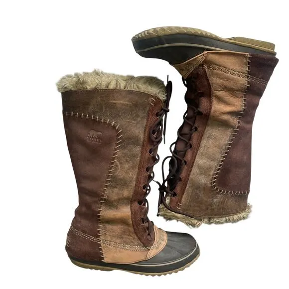 Sorel Cate the Great Winter Fur Trim Brown Knee High Boots