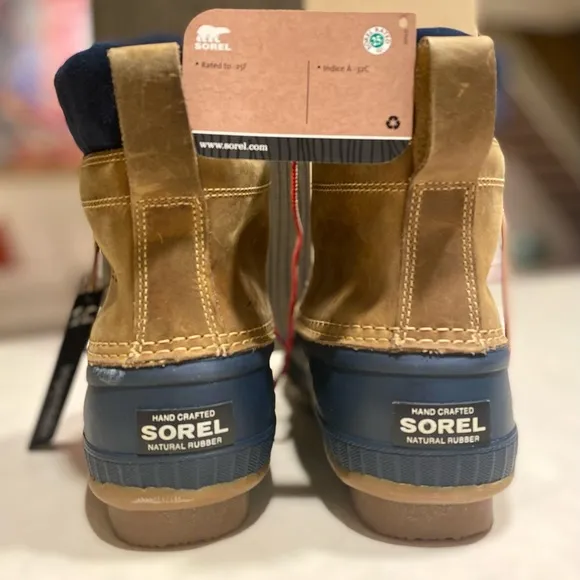 SOREL CHEYANNE FULL GRAIN BOOTS, WATERPROOF, CURRY/ECLIPSE, MENS SIZE 9 NEW