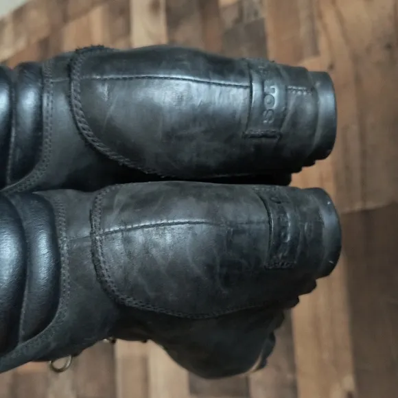 Sorel Conquest Black Leather Hidden Wedge Lace Up Boots Sz 9 Women