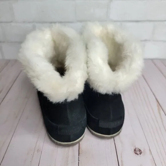 Sorel Cream Faux Fur Black Suede Out N About Winter Boots